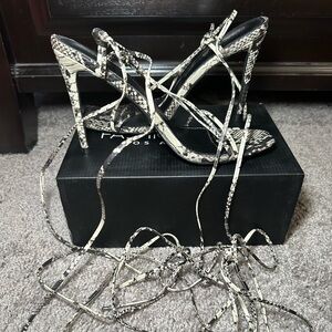 Fashion Nova snakeskin strappy sandals